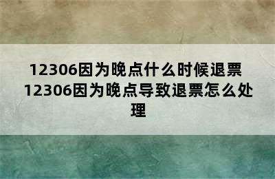 12306因为晚点什么时候退票 12306因为晚点导致退票怎么处理